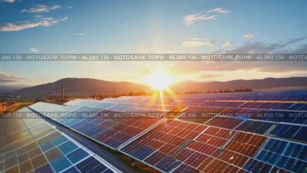 Solar cell or solar panel Modern technology for energy revolution, Alternative source for preserving the environment, Blue tint photovoltaic module. Caring for the environment. Стоковое AI-видео, аниматор ALLA YURTAYEVA / Фотобанк Лори
