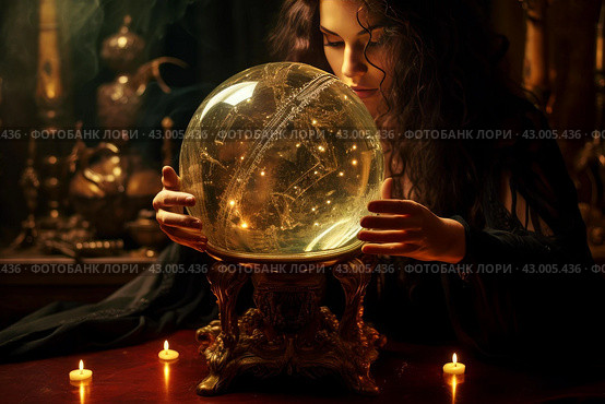 Soothsayer crystal ball. Generate Ai. Стоковое AI-изображение, AI-художник Иван Рябоконь / Фотобанк Лори