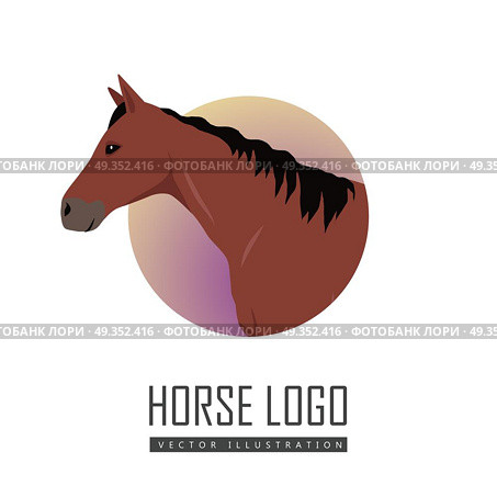 Sorrel Horse Logo. Sorrel horse logo vector. Flat design. Domestic animal. Country inhabitants concept. For farming, animal husbandry, horse sport illustrating. Agricultural species. Isolated on white. Стоковая иллюстрация, агентство Ingram Publishing / Фотобанк Лори