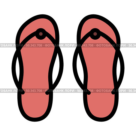 Spa Slippers Icon. Editable Bold Outline With Color Fill Design. Vector Illustration. Стоковая иллюстрация, агентство Ingram Publishing / Фотобанк Лори
