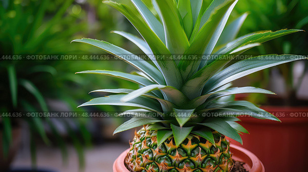 spiky pineapple plant ai generated. Стоковое AI-изображение, AI-художник Vectorwin / Фотобанк Лори