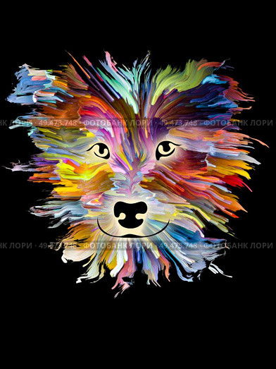 Splash painting of a dog on black background on subject of love, friendship, faithfulness, companionship between dog and man. God bless animals series. Стоковое фото, агентство Ingram Publishing / Фотобанк Лори