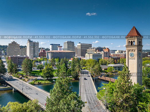 spokane landmark washington clocktower downtown. Стоковое фото, фотограф Mark Agnor / Фотобанк Лори