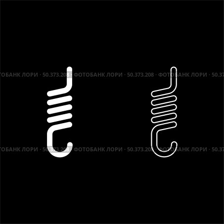 Spring with hook tension extension coil clutch for car suspension set icon white color vector illustration image simple solid fill outline contour line thin flat style. Spring with hook tension extension coil clutch for car suspension set icon white color vector illustration image solid fill outline contour line thin flat style. Стоковая иллюстрация, агентство Ingram Publishing / Фотобанк Лори