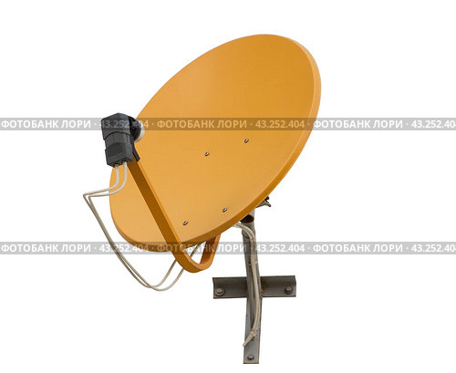 Спутниковая параболическая телевизионная антенна с усилителем сигнала. Satellite dish antenna isolated on white background. Стоковое фото, фотограф Татьяна Д / Фотобанк Лори
