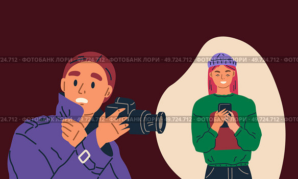 Spying, observing and sneaking. Vector illustration. Characters peeping, silent figures drawn by curiosity Looking out, measure of caution or anticipation Peeking person, hidden watcher treading. Spying, observing and sneaking. Making observation, art of noting unseen Characters peeping, signs of caution. Стоковая иллюстрация, агентство Ingram Publishing / Фотобанк Лори