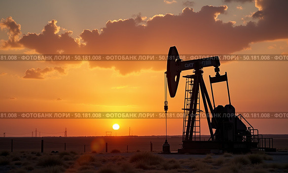 Станок-качалка, оборудование для нефтяной промышленности. Стоковое AI-изображение, AI-художник Илья Старков / Фотобанк Лори