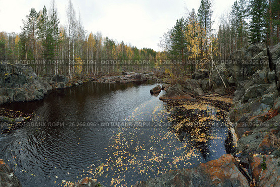 Старое русло реки Суна, поселок Гирвас, Республика Карелия. Стоковое фото, фотограф Юрий Фатеев / Фотобанк Лори