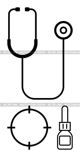 Stethoscope, eye chart, and eye drops representing medical examination and treatment. Ideal for health diagnostics, medical consultations, healthcare services, ophthalmology, preventive care, medical. Medical tools including stethoscope, snellen eye chart and eye drops for healthcare and diagnostics. Стоковая иллюстрация, агентство Ingram Publishing / Фотобанк Лори