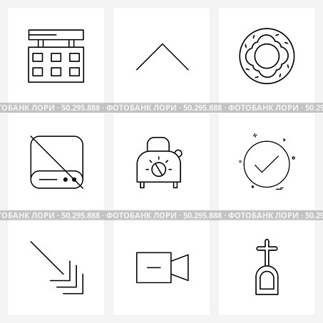Stock Vector Icon Set of 9 Line Symbols for toast, bread, food, disable, dvd Vector Illustration. Стоковая иллюстрация, агентство Ingram Publishing / Фотобанк Лори