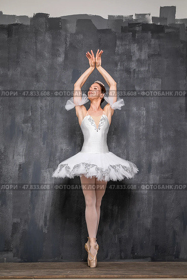 Studio portrait of a ballerina in a white tutu. Стоковое фото, фотограф Андрей Аркуша / Фотобанк Лори