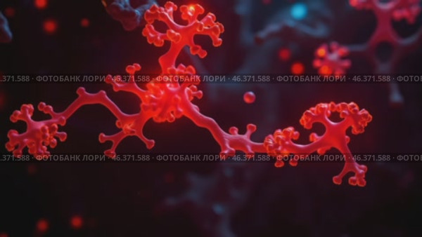 study of the intricate structures of white blood cells, haemoglobin and red blood cells in the microscopic life of the circulatory system illuminated in bright red hues in a dark environment. Стоковое AI-видео, аниматор Оксана Медведева / Фотобанк Лори