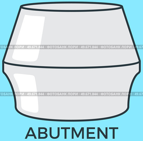 Substructure at ends of bridge span or dam supporting tooth crown for implant. Abutment for connecting parts of dental implant. Ceramic technical tool for installing tooth replacement prosthesis. Ceramic technical tool for installing tooth replacement prosthesis. Abutment for dental implant. Стоковая иллюстрация, агентство Ingram Publishing / Фотобанк Лори