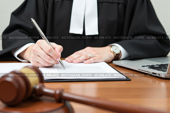 Судья готовится подписать приговор / The judge is preparing to sign the verdict. Стоковое AI-изображение, AI-художник Валерий Лукин / Фотобанк Лори