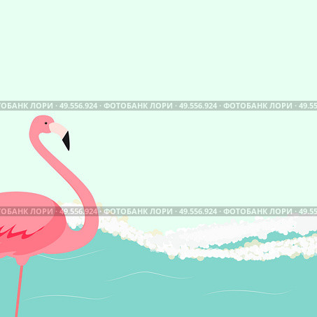 Summer Background with Flamingo and Sea Waves. Vector Illustration EPS10. Summer Background with Flamingo and Sea Waves. Vector Illustration. Стоковая иллюстрация, агентство Ingram Publishing / Фотобанк Лори