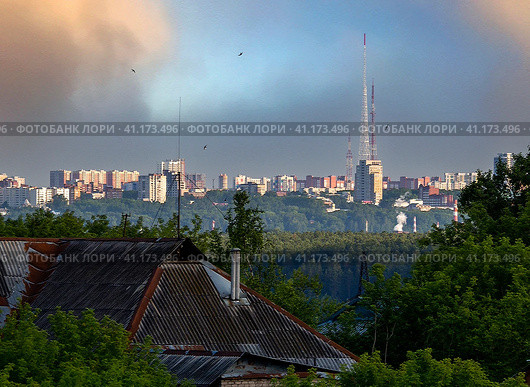 Summer urban landscape of the city of Perm. 2019 year. Стоковое фото, фотограф Бузмакова Светлана / Фотобанк Лори