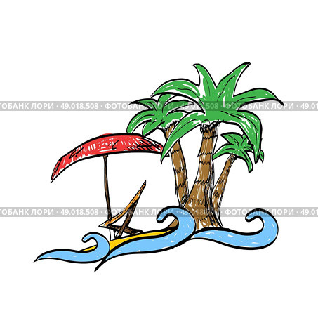 Sunbed and umbrella Icon. Стоковая иллюстрация, агентство Ingram Publishing / Фотобанк Лори