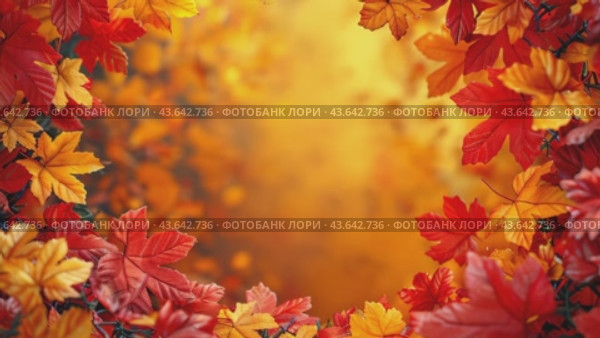 Sunny autumn day with beautiful orange fall foliage in the park. Ground covered in dry fallen leaves lit by bright sunlight. Autumn landscape with maple trees and sun. Natural background. Стоковое AI-видео, аниматор Ирина Михайличенко / Фотобанк Лори