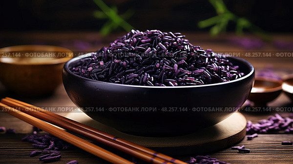 superfood black rice ai generated. Стоковое AI-изображение, AI-художник Vectorwin / Фотобанк Лори