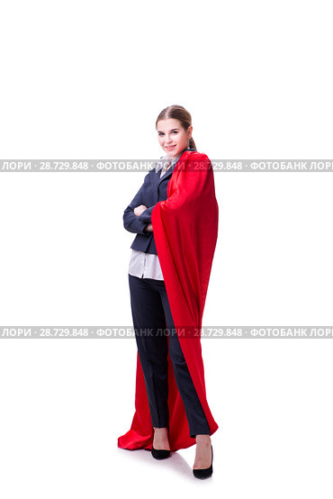 Superhero woman isolated on white background. Стоковое фото, фотограф Elnur / Фотобанк Лори