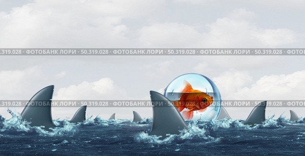 Survive strategy concept and business innovative security solutions from risk of challenging market conditions as a success and innovative thinking metaphor to overcome fear and succeed with 3D illustration elements. Стоковое фото, агентство Ingram Publishing / Фотобанк Лори