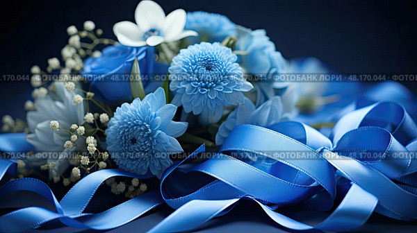 survivor cancer ribbon blue ai generated. Стоковое AI-изображение, AI-художник Vectorwin / Фотобанк Лори