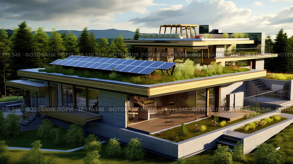 sustainable cad house. Стоковое AI-изображение, AI-художник Vectorwin / Фотобанк Лори