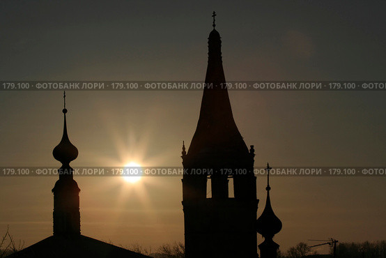 Суздаль. Храм на закате (2008 год). Стоковое фото, фотограф Бондаренко Сергей / Фотобанк Лори