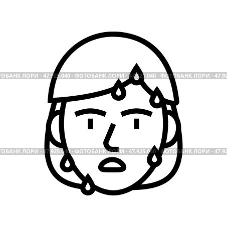 sweats hiv symptom line icon vector illustration. Стоковая иллюстрация, иллюстратор Vectorwin / Фотобанк Лори