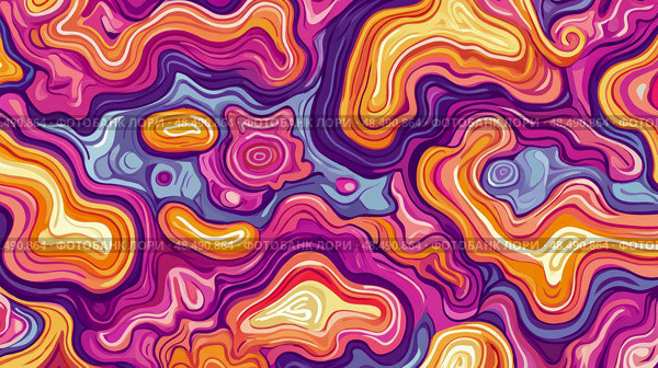 Swirling chromatic abstraction with fluid elements, suitable for use as digital wallpaper and print design. Стоковое AI-изображение, AI-художник Данила Большаков / Фотобанк Лори