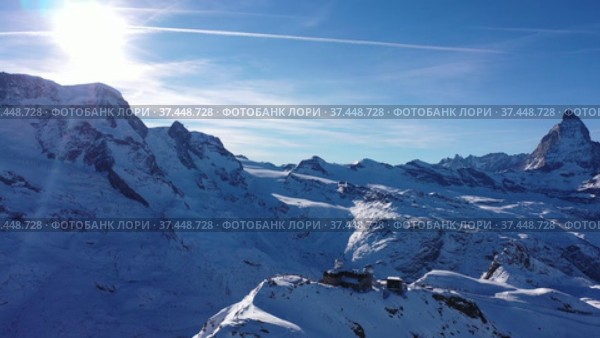 Swiss Alps landscapes with Matterhorn mount in Switzerland, observatory at 3,120 meters above sea level at Gornergrat. Стоковое видео, видеограф Яков Филимонов / Фотобанк Лори