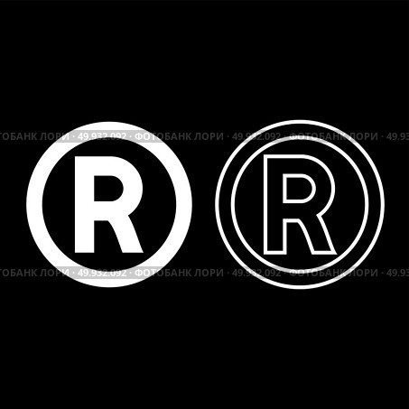 Symbol copyright icon set white color vector illustration flat style simple image. Стоковая иллюстрация, агентство Ingram Publishing / Фотобанк Лори