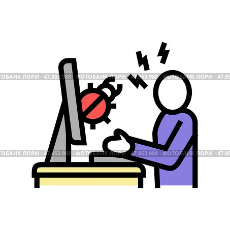 sysadmin fixing debug color icon vector illustration. Стоковая иллюстрация, иллюстратор Vectorwin / Фотобанк Лори