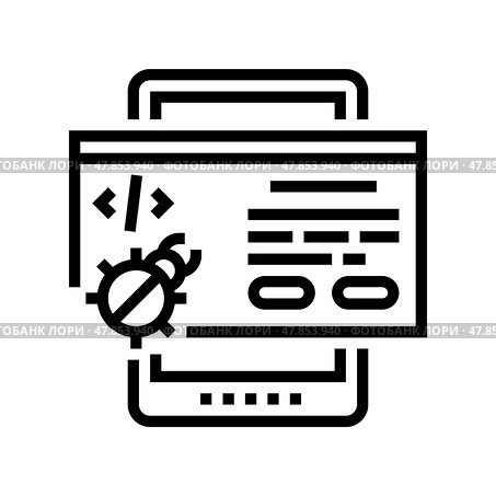 tablet debug line icon vector illustration. Стоковая иллюстрация, иллюстратор Vectorwin / Фотобанк Лори