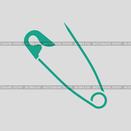 Tailor safety pin icon. Gray background with green. Vector illustration. Стоковая иллюстрация, агентство Ingram Publishing / Фотобанк Лори
