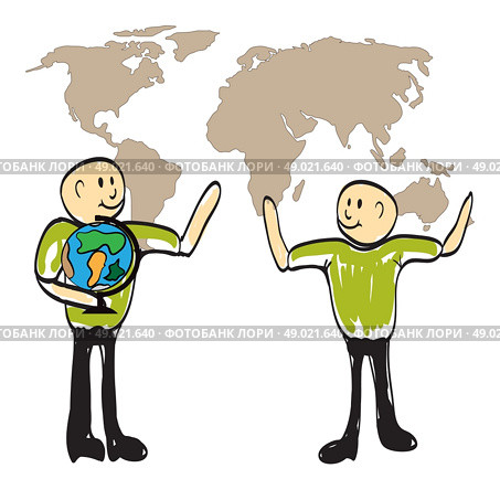 teacher showing a globe of the world illustration. Стоковая иллюстрация, агентство Ingram Publishing / Фотобанк Лори