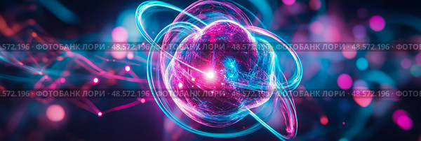 Technological singularity: Data core with network connections for futuristic communication network. Стоковое AI-изображение, AI-художник Данила Большаков / Фотобанк Лори
