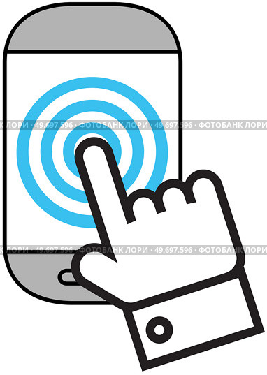 Technology abstract dot connection vector logo icon circle logotype, application. Mans hand touches smartphone screen. Communication round vector sign with technology abstract contact, interaction. Technology abstract dot connection vector logo icon circle logotype. Mans hand touches phone screen. Стоковая иллюстрация, агентство Ingram Publishing / Фотобанк Лори