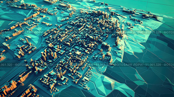 technology futuristic scan of urban zoning map ai generated. Стоковое AI-изображение, AI-художник Vectorwin / Фотобанк Лори