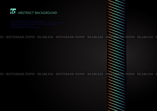 Template abstract vibrant stripes diagonal lines on black background with space for your text. Vector illustration. Стоковая иллюстрация, агентство Ingram Publishing / Фотобанк Лори