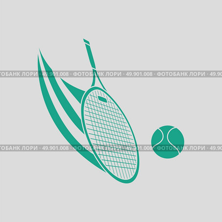 Tennis racket hitting a ball icon. Gray background with green. Vector illustration. Стоковая иллюстрация, агентство Ingram Publishing / Фотобанк Лори