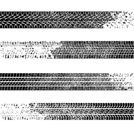 The collection traces of tires.Black and white. Стоковая иллюстрация, агентство Ingram Publishing / Фотобанк Лори