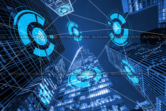 The internet of things concept in city. Стоковое фото, фотограф Elnur / Фотобанк Лори