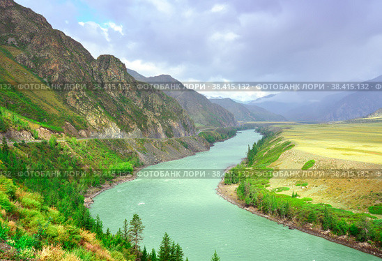 The Katun River in the Altai Mountains. Стоковое фото, фотограф ArhSib / Фотобанк Лори