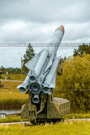 The launcher of the S-200 anti-aircraft missile is aimed at the sky. Belarus. Minsk. 09.08.2025. Редакционное фото, фотограф Ярославский Максим / Фотобанк Лори