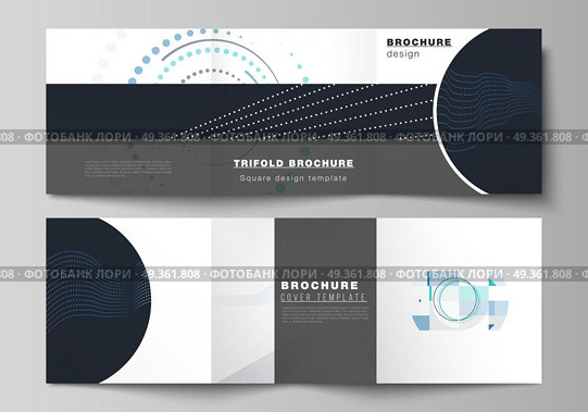 The minimal vector editable layout of two square format covers design templates with simple geometric background made from dots, circles, rectangles for trifold square brochure, flyer, magazine.. The minimal vector editable layout of two square format covers design templates with simple geometric background made from dots, circles, rectangles for trifold square brochure, flyer, magazine. Стоковая иллюстрация, агентство Ingram Publishing / Фотобанк Лори