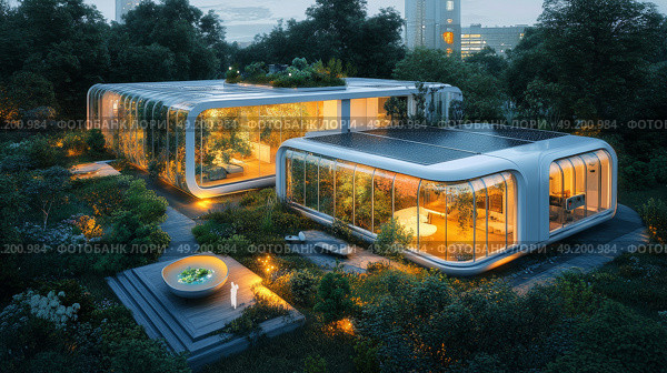 This is a modern architectural marvel renowned for its smooth curves and captivating night lighting features. Стоковое AI-изображение, AI-художник Anastasy Yarmolovich / Фотобанк Лори