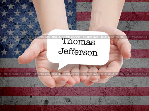 Thomas Jefferson written on a speechbubble. Стоковое фото, агентство Ingram Publishing / Фотобанк Лори