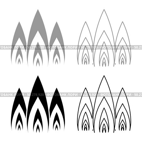 Three flame fire Burn bonfire 3 tongues icon outline set black grey color vector illustration flat style simple image. Three flame fire Burn bonfire 3 tongues icon outline set black grey color vector illustration flat style image. Стоковая иллюстрация, агентство Ingram Publishing / Фотобанк Лори