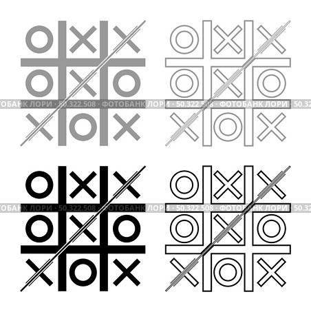 Tic tac toe set icon grey black color vector illustration flat style simple image. Tic tac toe set icon grey black color vector illustration flat style image. Стоковая иллюстрация, агентство Ingram Publishing / Фотобанк Лори